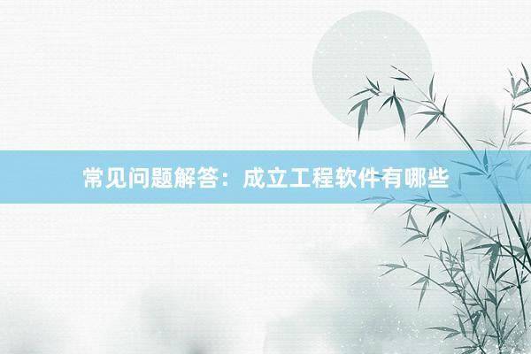 常见问题解答：成立工程软件有哪些